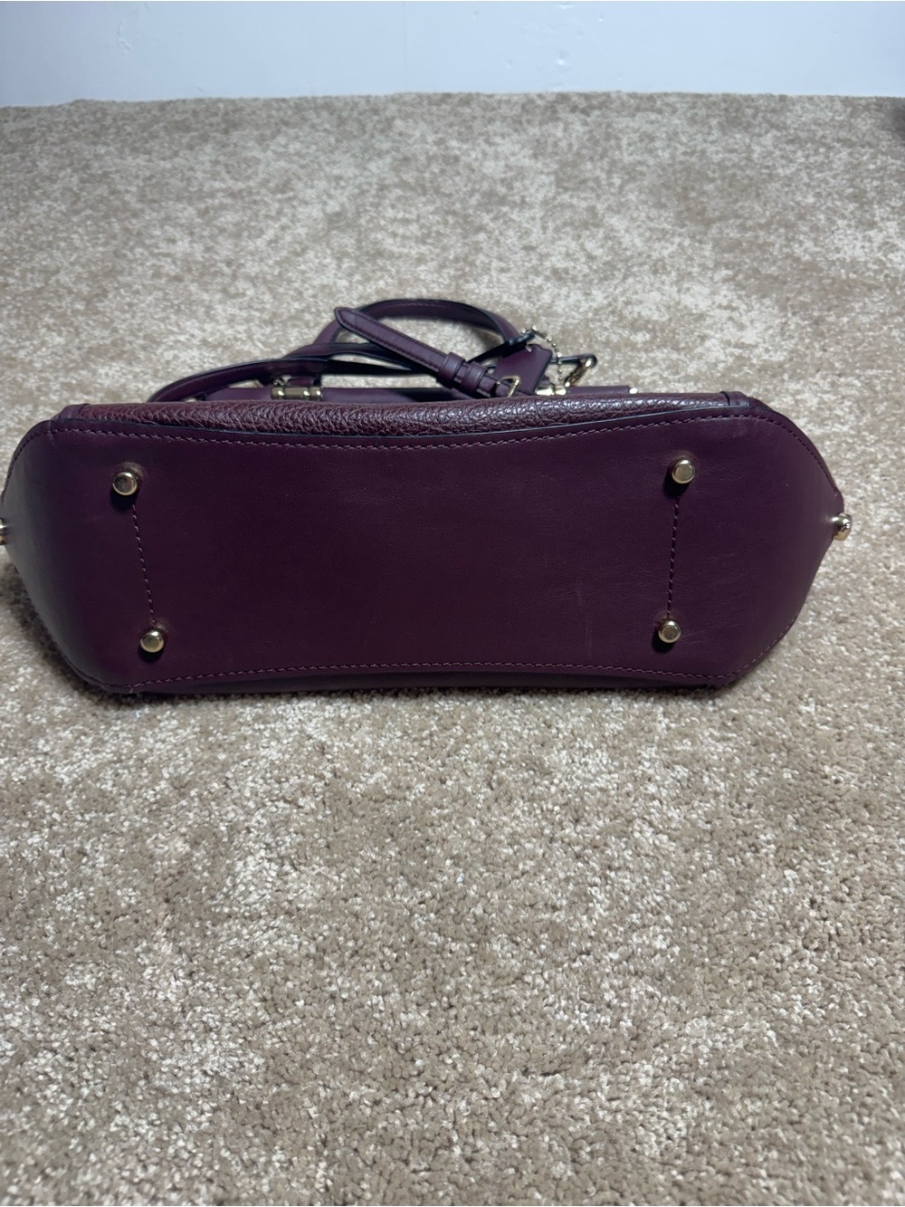 Coach Plum Leather Satchel with Gold Hardware - Picture 7 of 8
